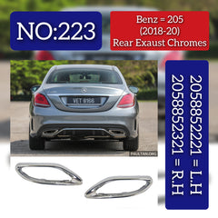 Rear Exhaust Chrome Right 2058852321 & Left 2058852221 Compatible With Mercedes-Benz C-Class W205 (2018-2020) Tag No.223