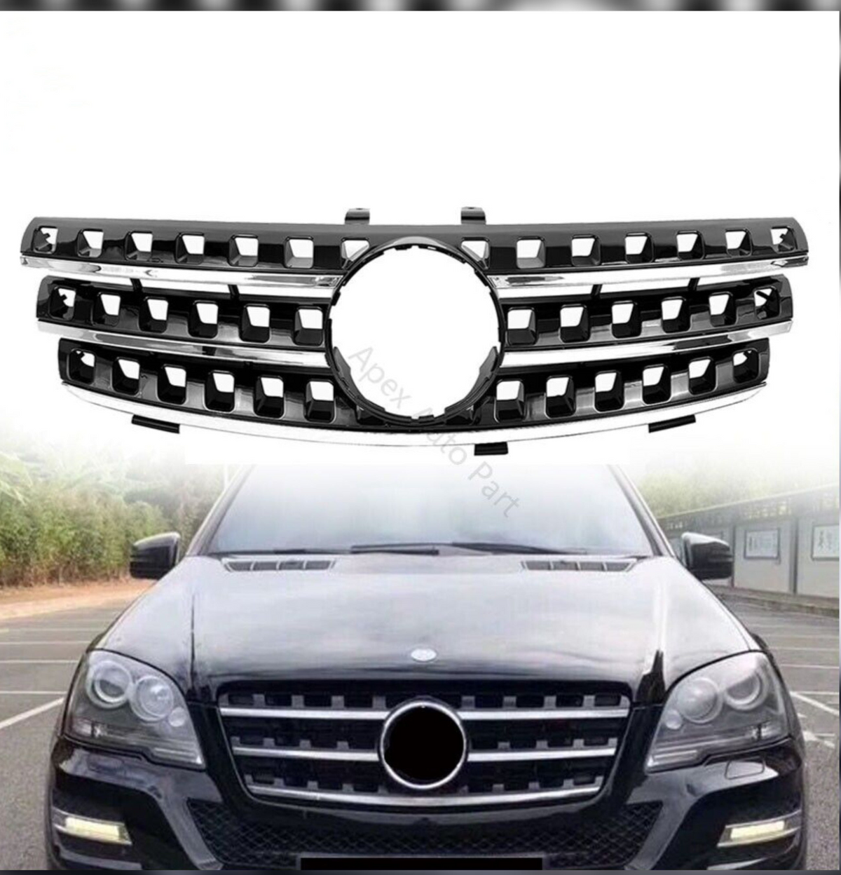 AMG Black Chrome Show Grill  Compatible With Mercedes  Benz ML-Class W164 Tag 145