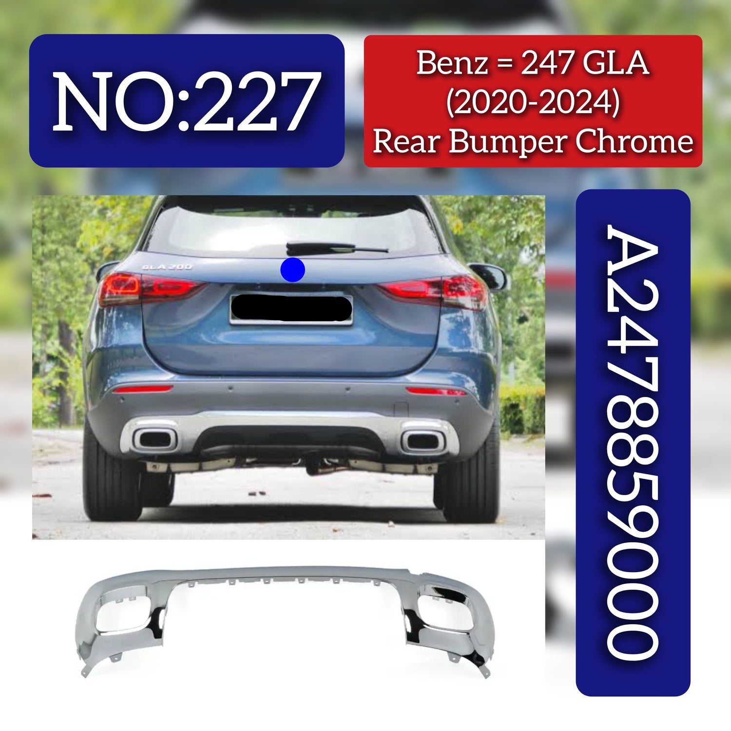 Rear Bumper Chrome A2478859000 Compatible With Mercedes Benz  B-Class W247 Tag No.227