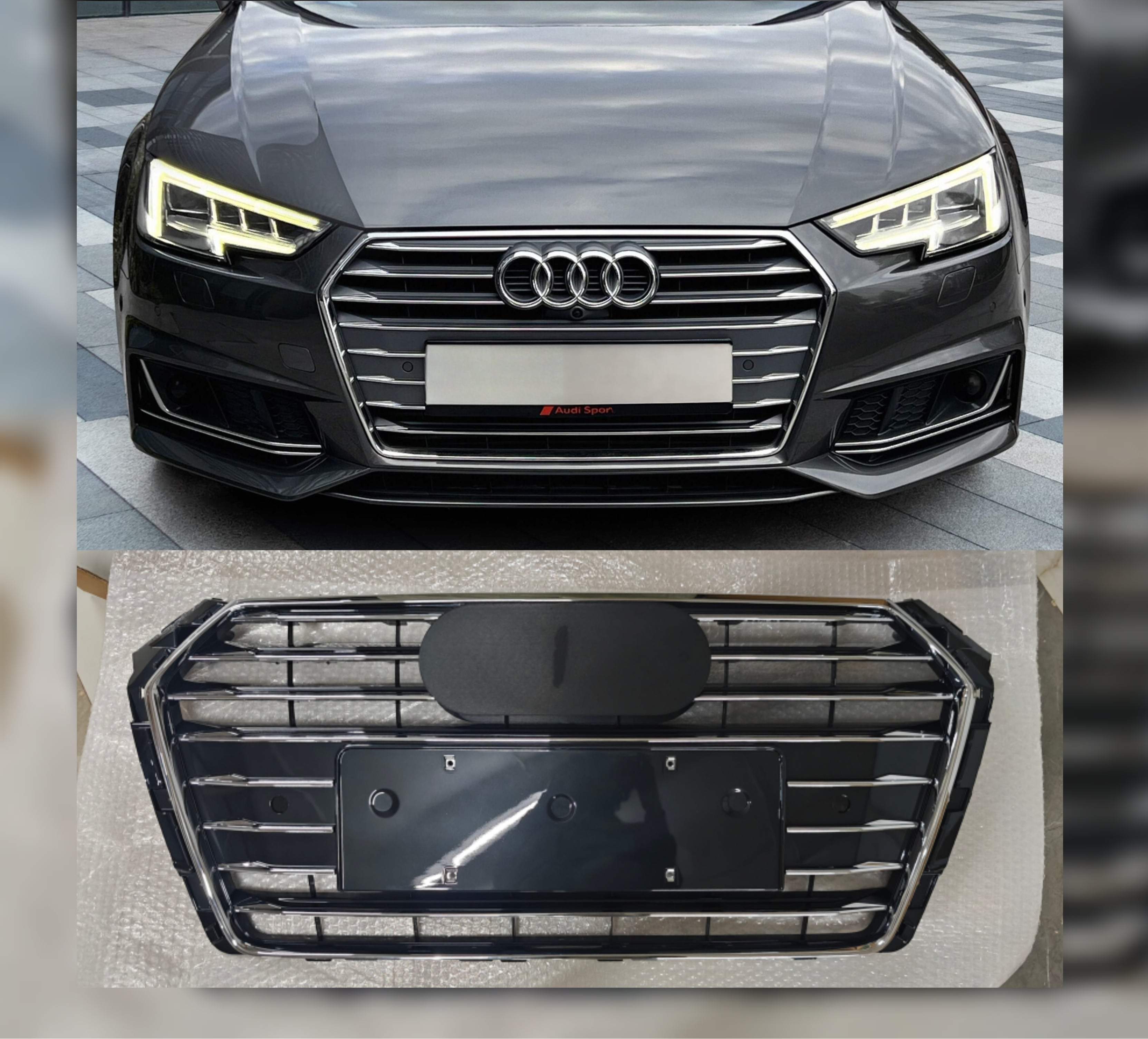 Glossy Black Show Grill A8WD853551ERN4 Compatible With Audi A4 8W (2016-2019) Tag No.22