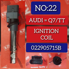 Ignition Coil 022905715B Compatible With AUDI Q7 (4LB) & TT (8J3) & PORSCHE CAYENNE (92A) & SKODA SUPERB II (3T4) & VW PHAETON (3D1, 3D2, 3D3, 3D4, 3D6, 3D7, 3D8, 3D9)