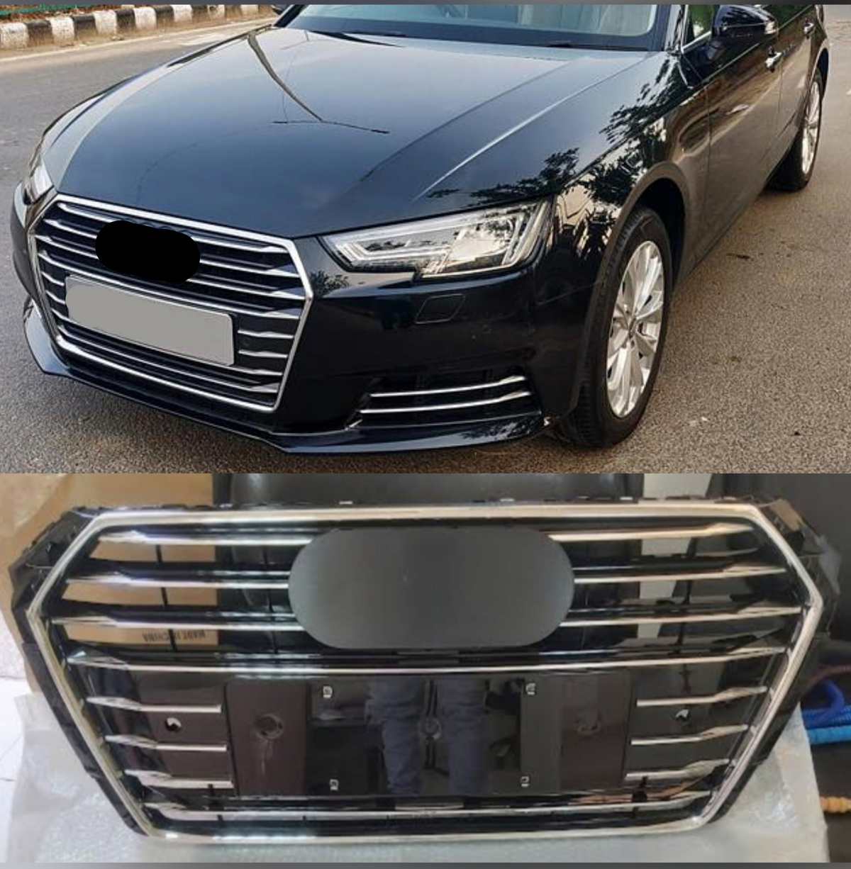 Show Grill Compatible With  Audi A4 B9(2017-19) Shiny Silver Chrome Tag 22