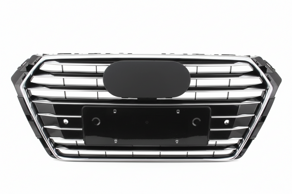 Show Grill Compatible With  Audi A4 B9(2017-19) Shiny Silver Chrome Tag 22