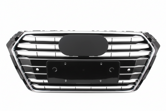 Show Grill Compatible With  Audi A4 B9(2017-19) Shiny Silver Chrome Tag 22