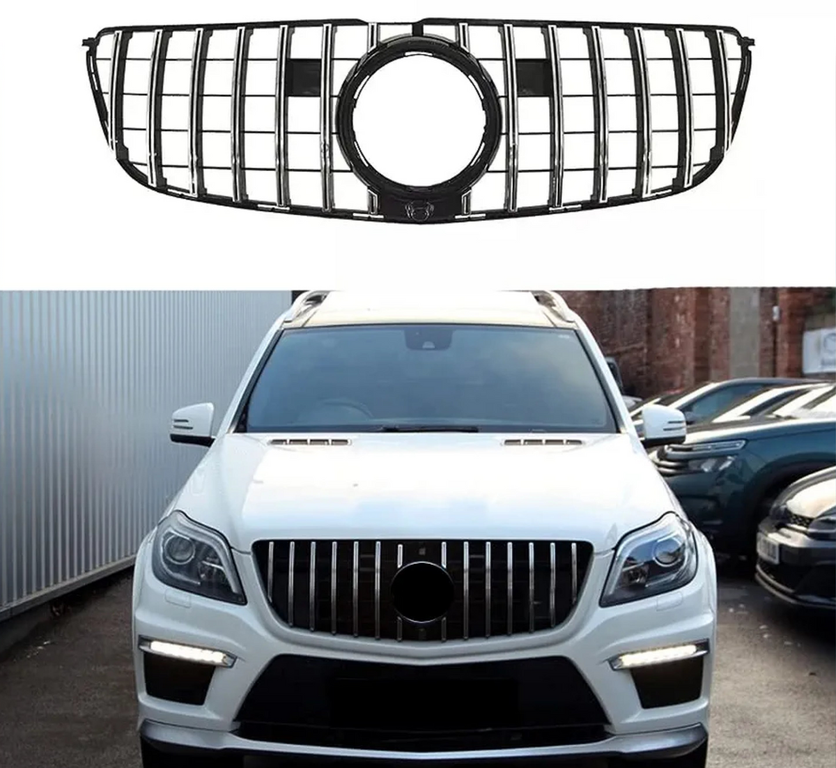 GTR Silver Chrome Show Grill  Compatible With Mercedes  Benz GL-Class W166  Tag 182