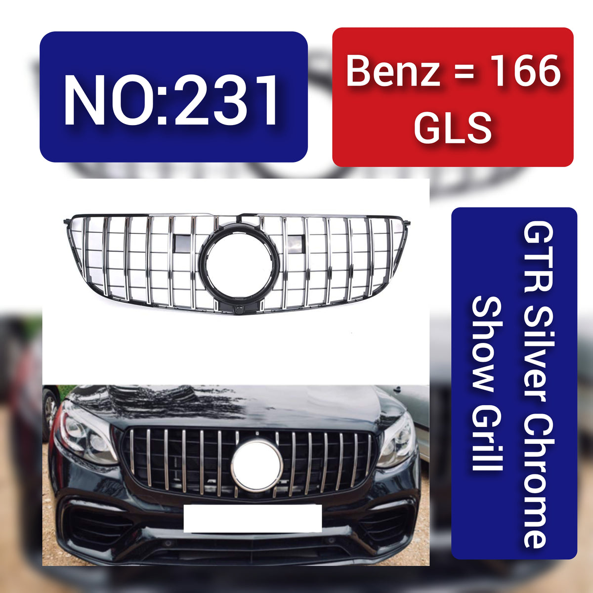 Benz W166 GLS GTR Silver Chrome Show Grill. Tag 231