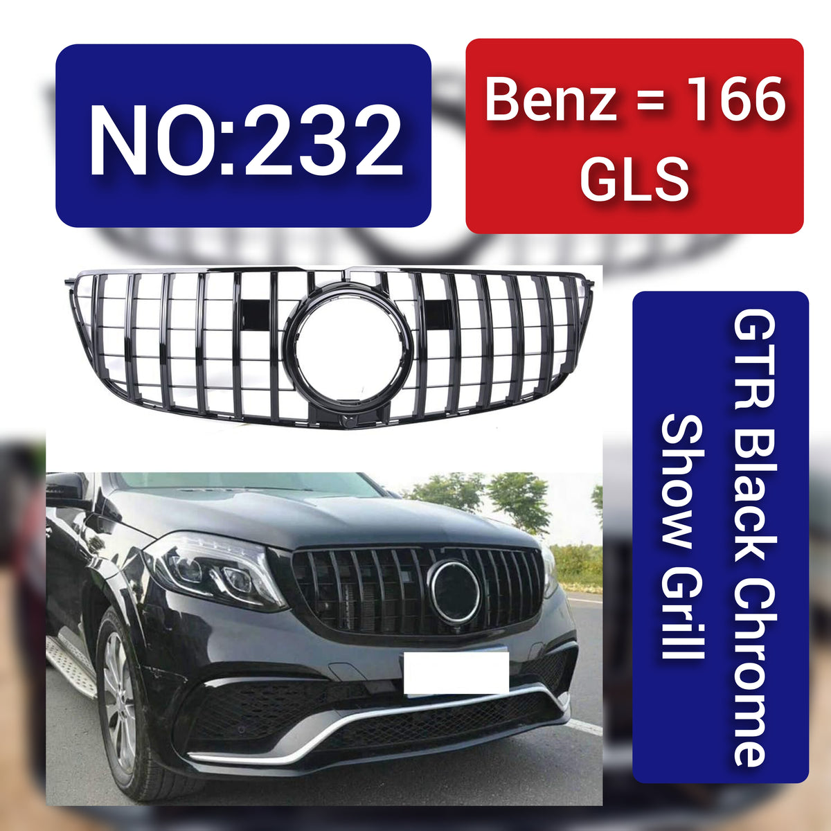 Benz W166 GLS GTR Black Chrome Show Grill. Tag 166