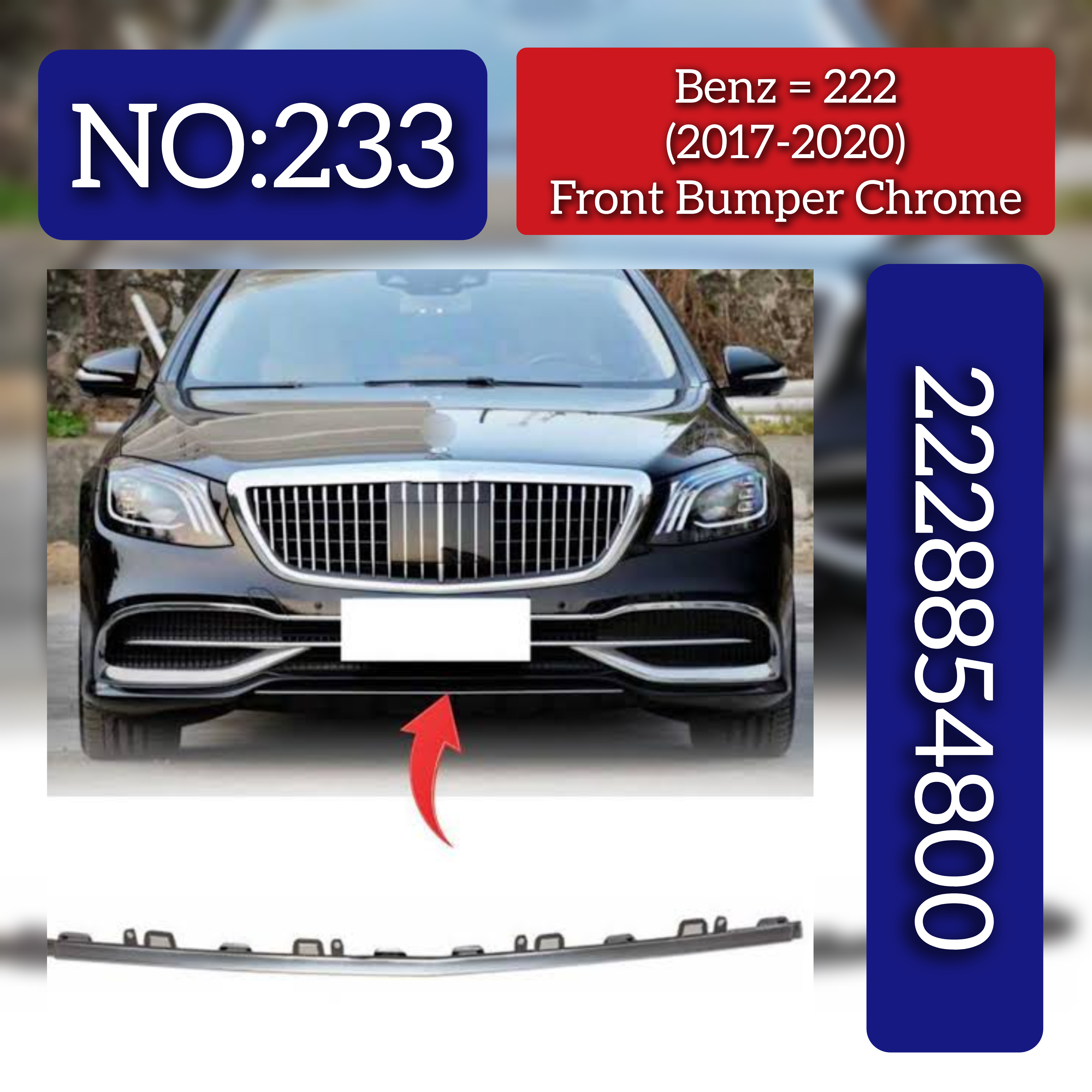 Front Bumper Chrome 2228854800 Compatible With Mercedes-Benz S-Class (W222) Tag No.233