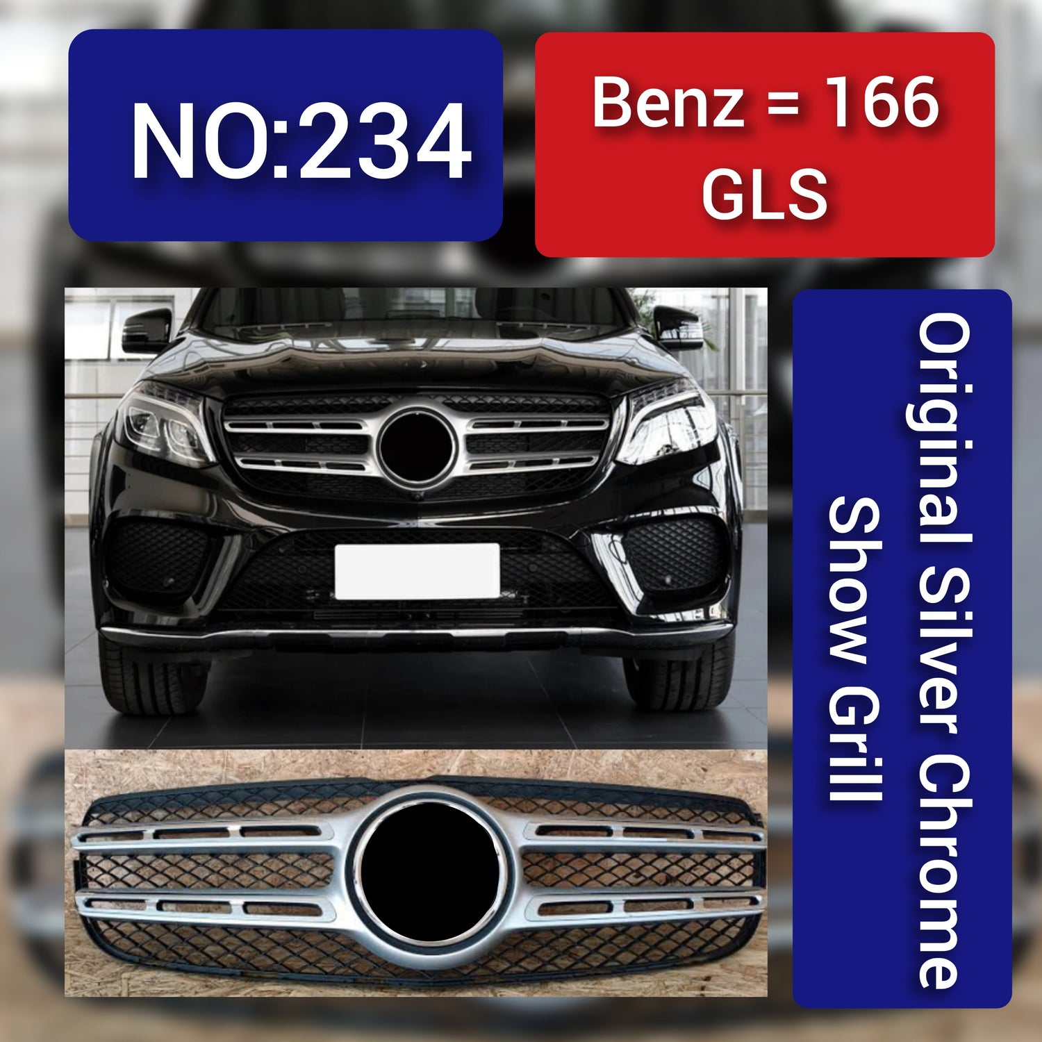 Original AMG Black Show Grill Compatible With  Mercedes  Benz GLS-Class W166  Teg 234