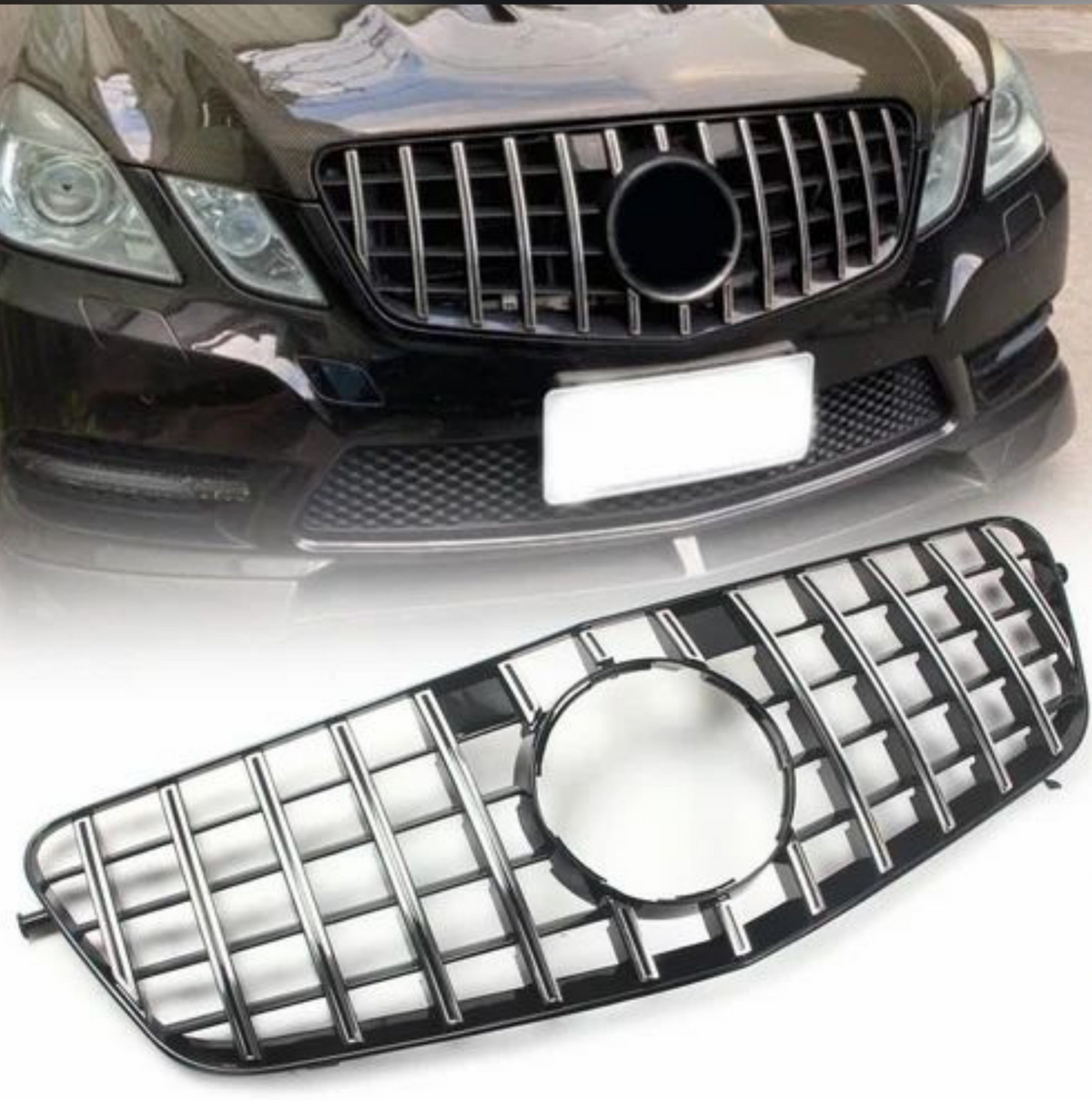 GTR Silver Show Grille 2128800283A Compatible With Mercedes Benz E-CLASS W212 T-2 Grill Tag 12