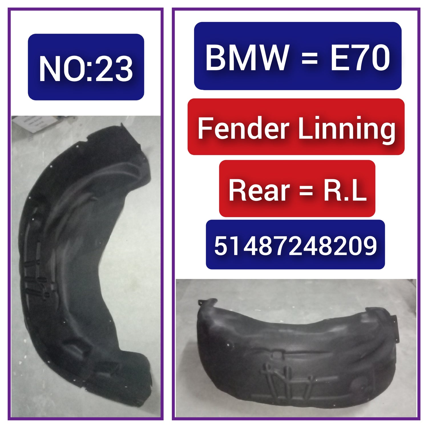 Rear Left Fender Liner 51487248209 Compatible With BMW X5 E70 Tag-FE-23