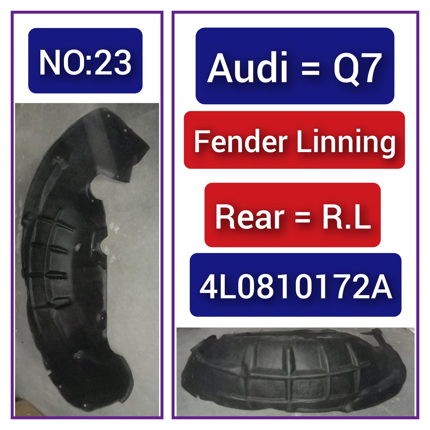 Rear Left Fender Liner  4L0810172A 4L0810172C Compatible With AUDI Q7 4L Tag-FEA-23
