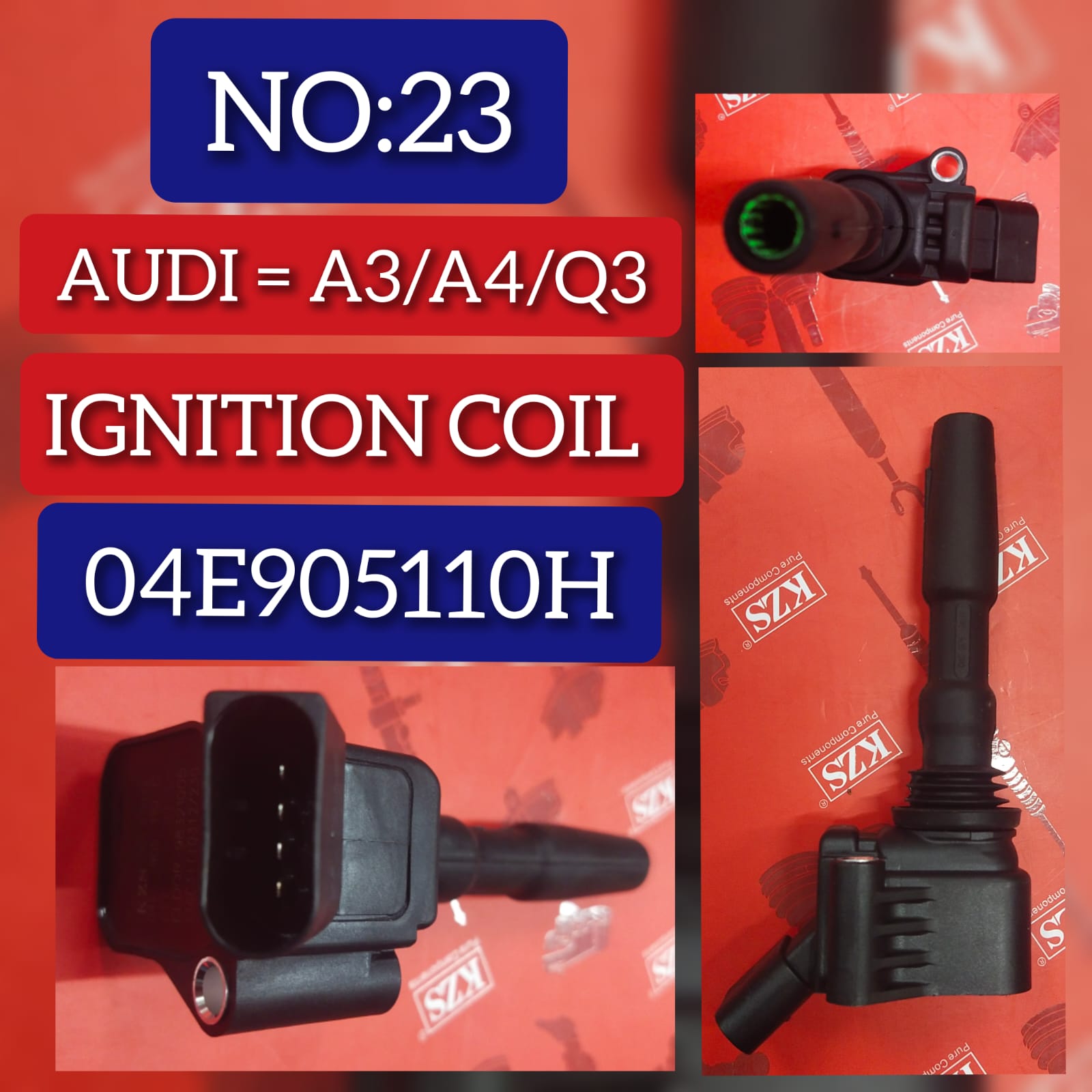 Ignition Coil 04E905110H Compatible With AUDI A3 Convertible (8V7, 8VE) | A3 / S3 & A4 B9 (8W2, 8WC) | A4 / S4 & SKODA OCTAVIA III (5E3, NL3, NR3) & VW BEETLE (5C1, 5C2) | FUSCA | BJALLA & POLO V (6R1, 6C1)