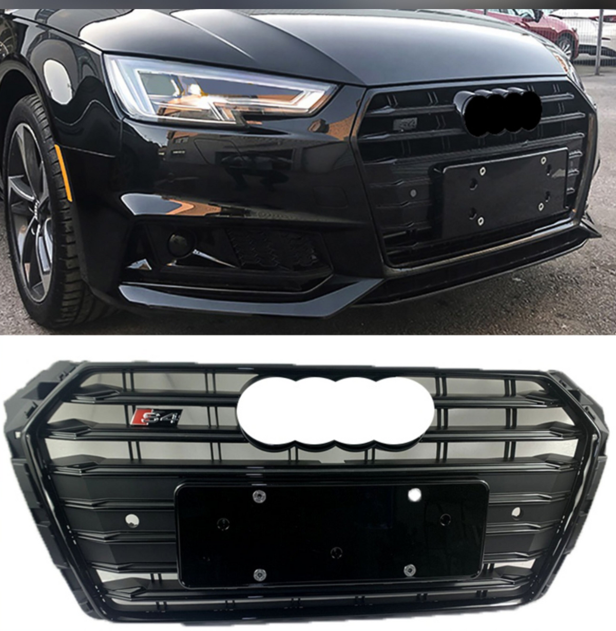 Show Grill Compatible With Audi A4 B9(2017-19) Shiny Black Chrome Tag 23