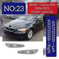 Marker Turn Signal Indicator Light Left 63137253325 & Right 63137253326 (Common : 63136932997 63136932998) Compatible with BMW 3 (E90) 3 Convertible (E93) 3 Coupe (E92) X1 (E84) Tag No.23