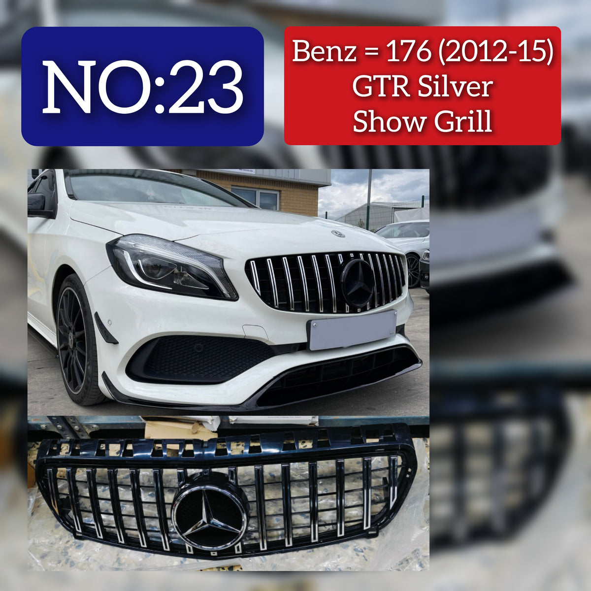 GTR Silver Show Grill  Compatible With  Mercedes  Benz A-Class W176 (2012-2016) Tag 23