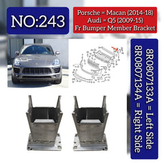 Front Bumper Member Bracket Set Right 8R0807134B & Left 8R0807133A Compatible With Porsche Macan (2014-2017) Tag No.243