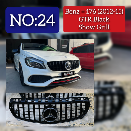GTR Black Show Grill Compatible With  Mercedes  Benz A-Class W176  (2012-2016) Tag 24