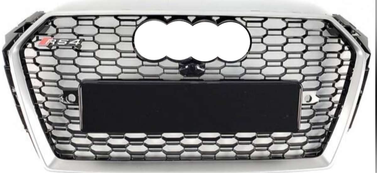 Show Grill Compatible With  Audi A4 B9(2017-19) RS4 Silver Chrome Tag 24