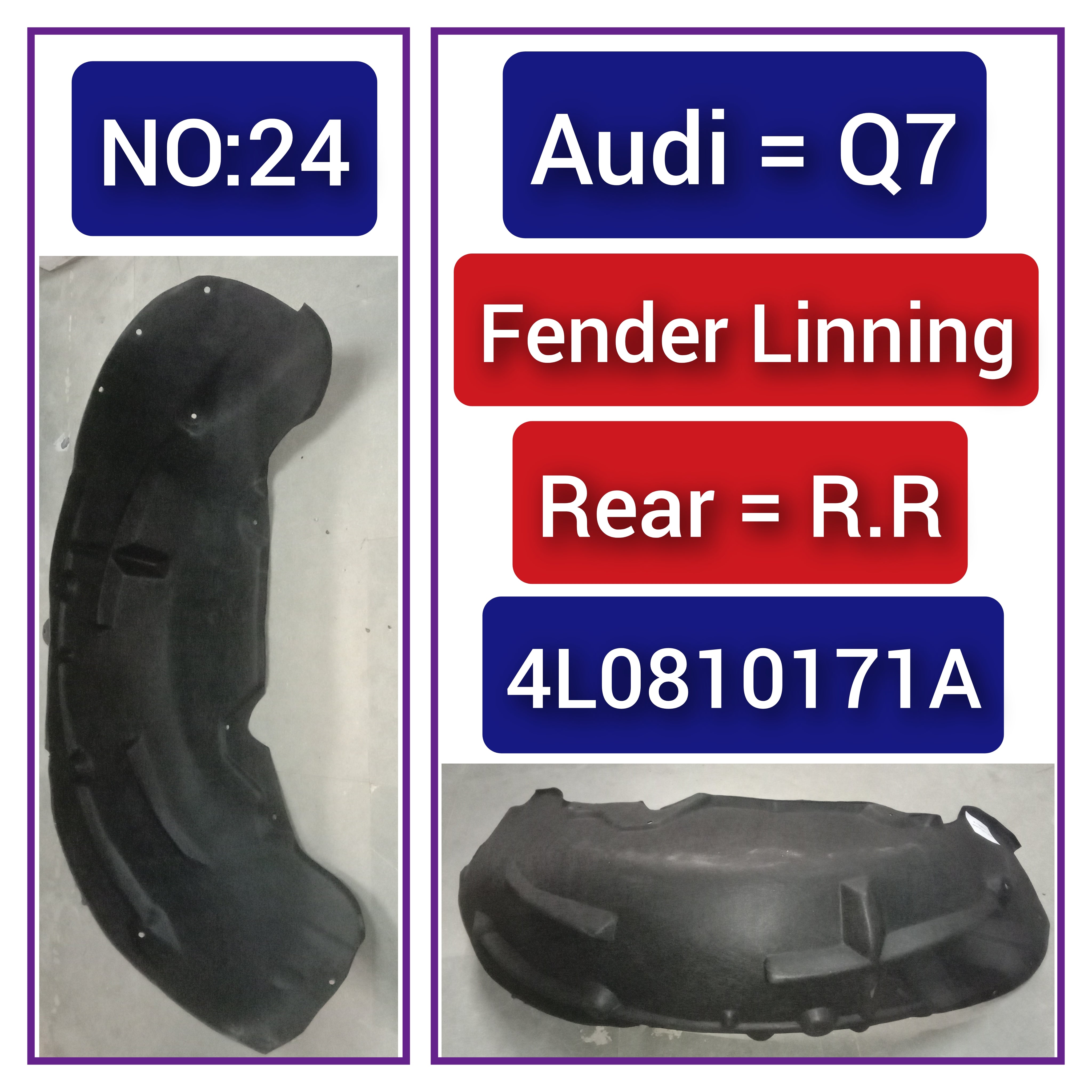 Rear Right Fender Liner 4L0810171A Compatible With AUDI Q7 4L Tag-FEA-24