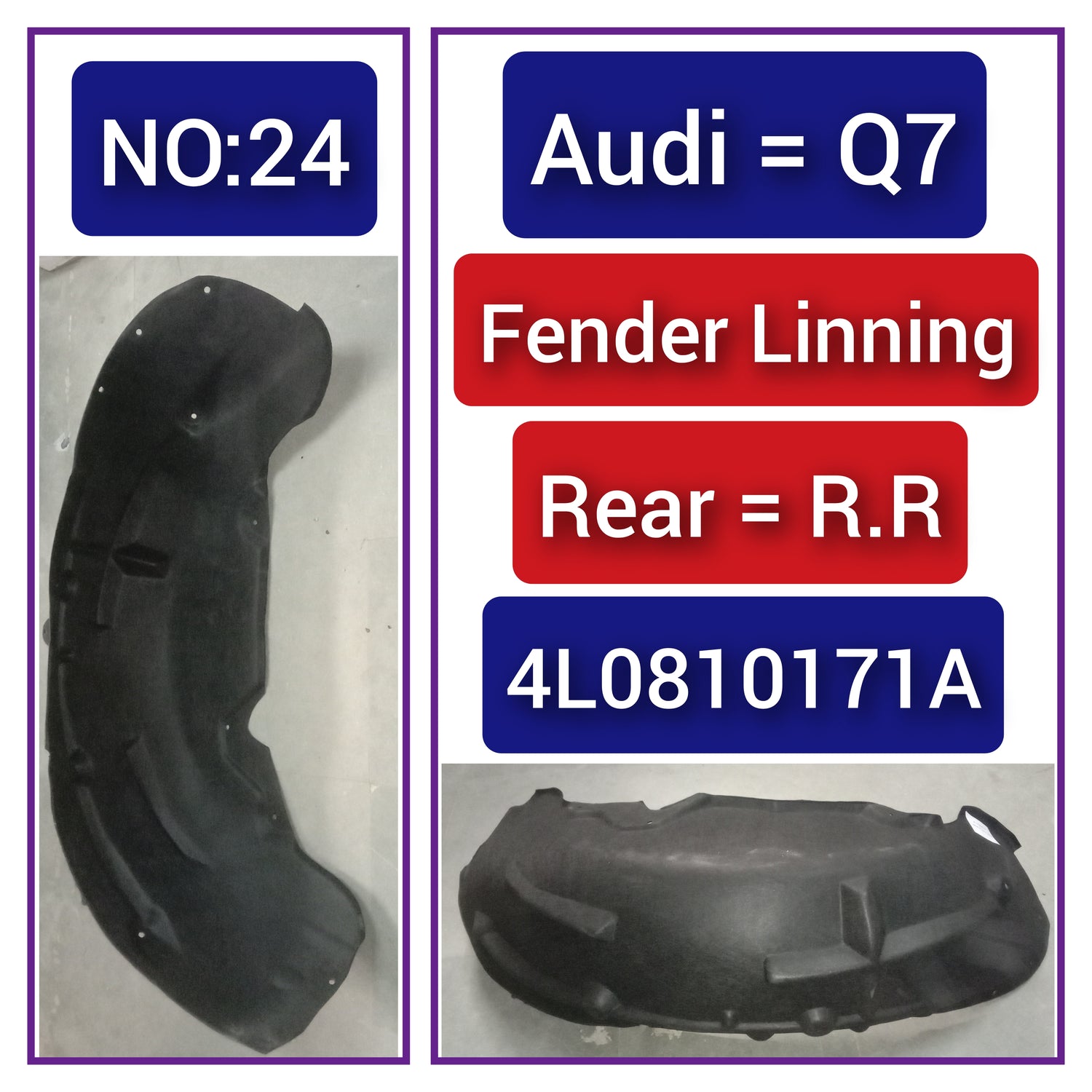 Rear Right Fender Liner 4L0810171A  4L0810171C Compatible With AUDI Q7 4L Tag-FEA-24