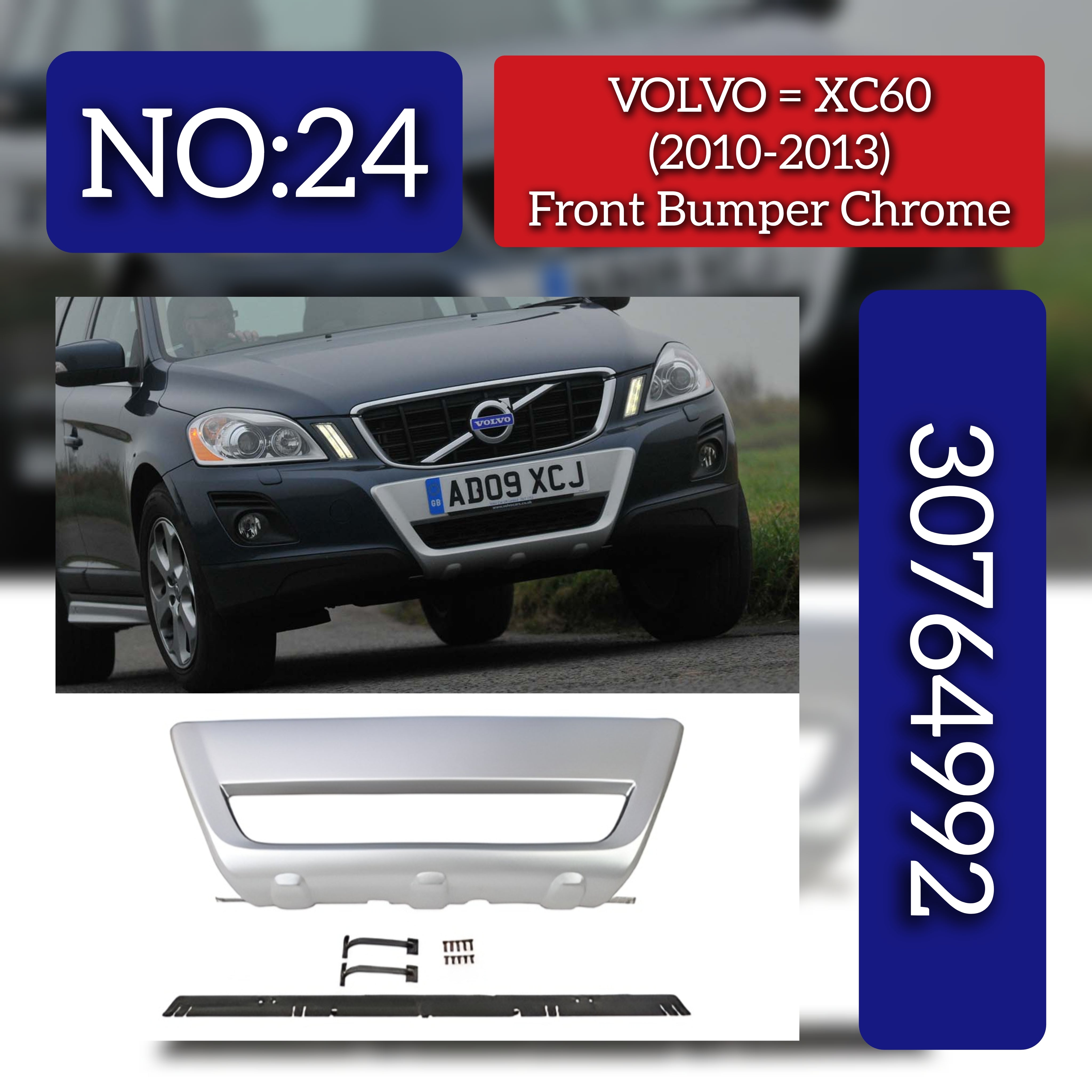 Front Bumper Chrome 30764992  Compatible With VOLVO XC60 (2010-2013) Tag No.24