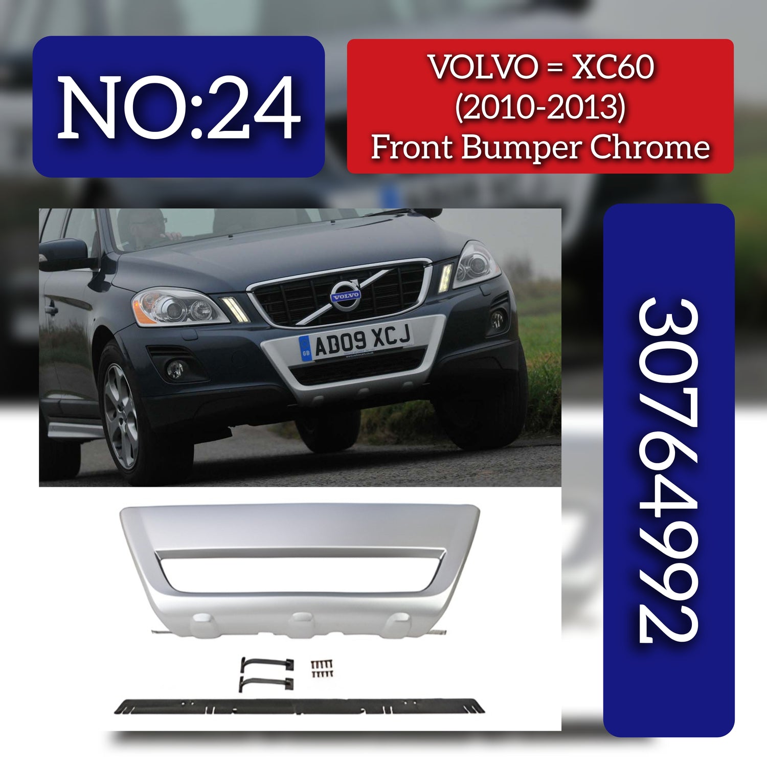 Front Bumper Chrome 30764992  Compatible With VOLVO XC60 (2010-2013) Tag No.24