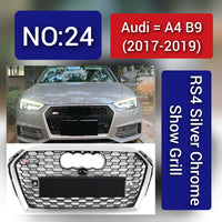 Show Grill Compatible With  Audi A4 B9(2017-19) RS4 Silver Chrome Tag 24