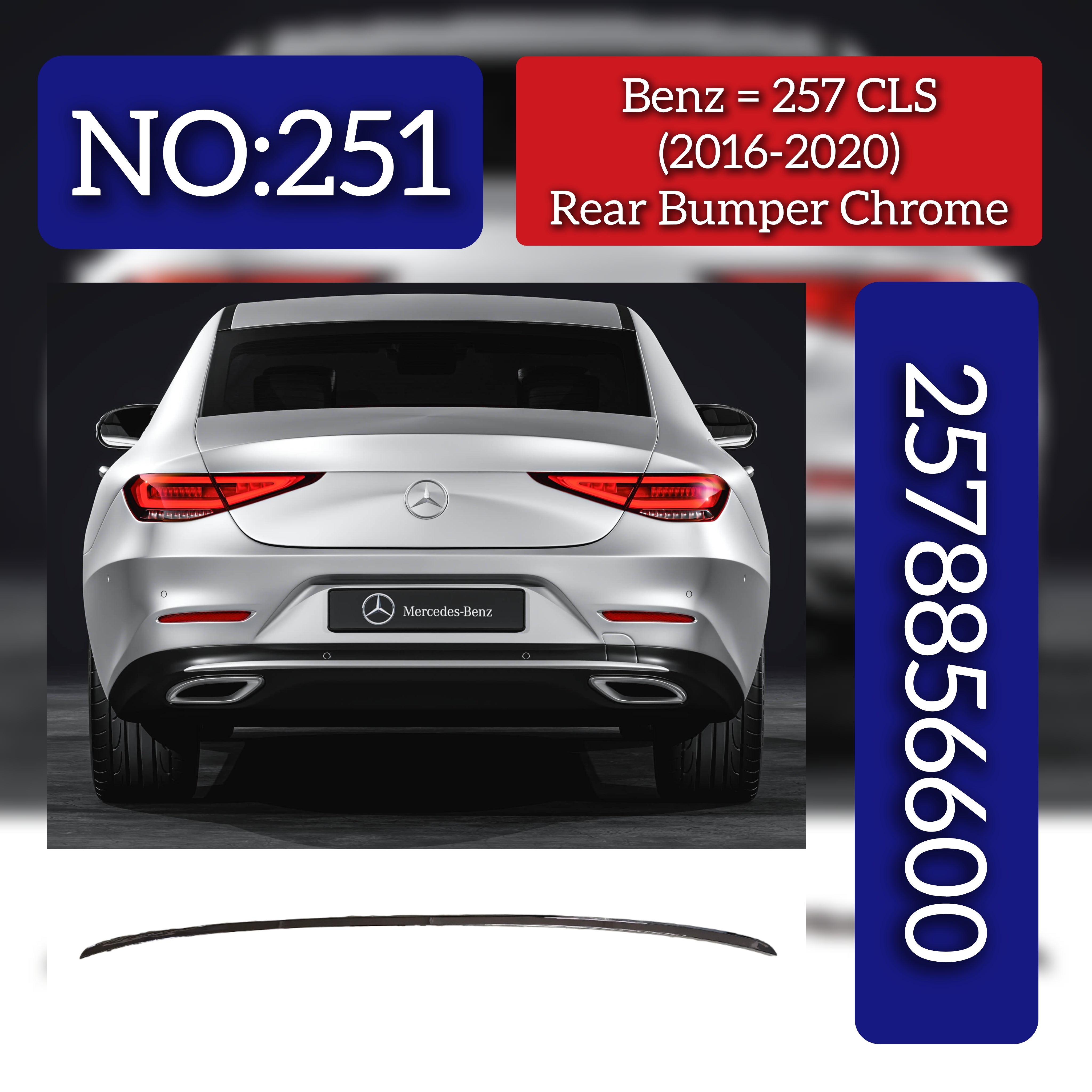 Rear Bumper Chrome 2578856600 Compatible With Mercedes Benz  CLS-CLASS C257 Tag No.251