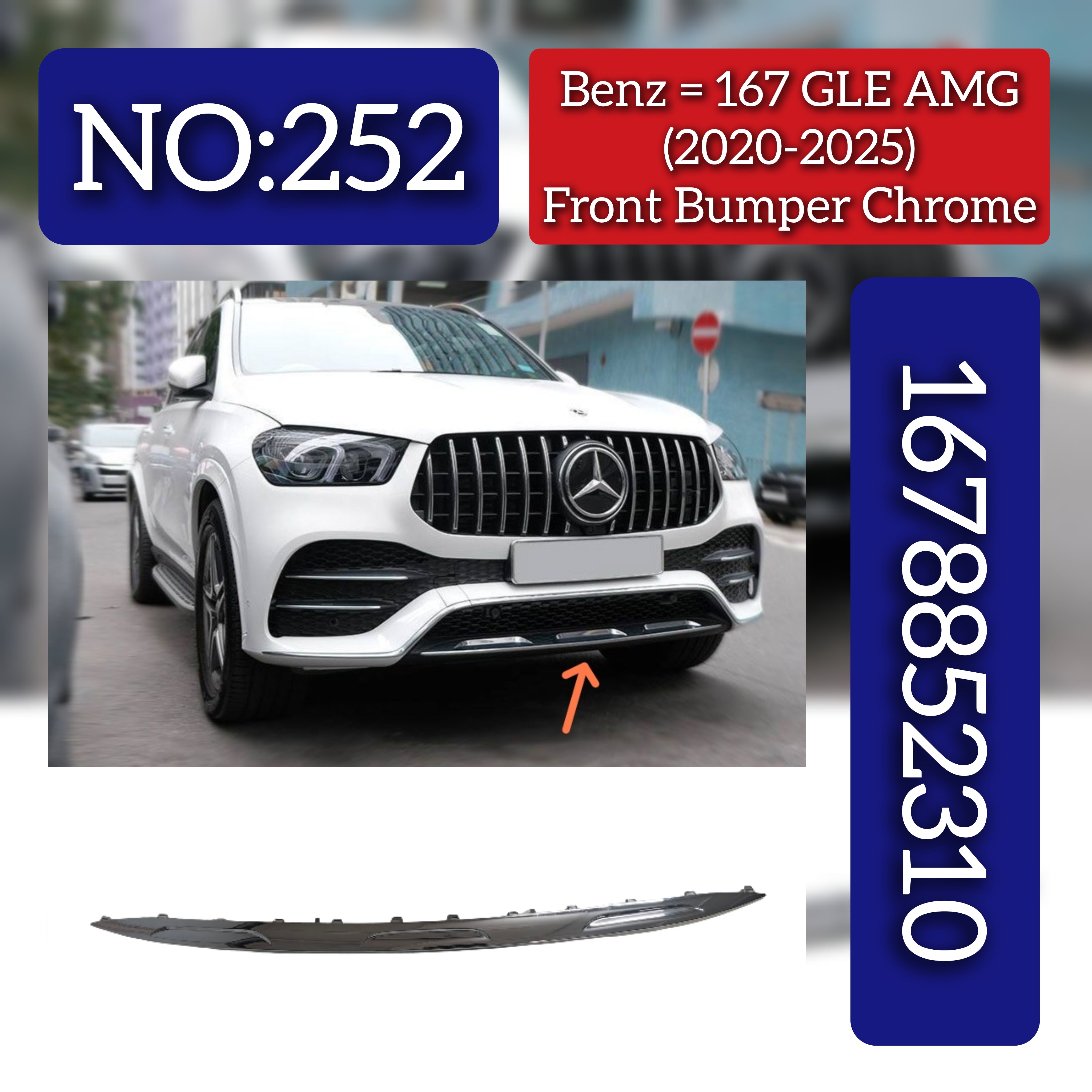 Front Bumper Chrome 1678852310 Compatible With Mercedes Benz  GLE W167 Tag No.252