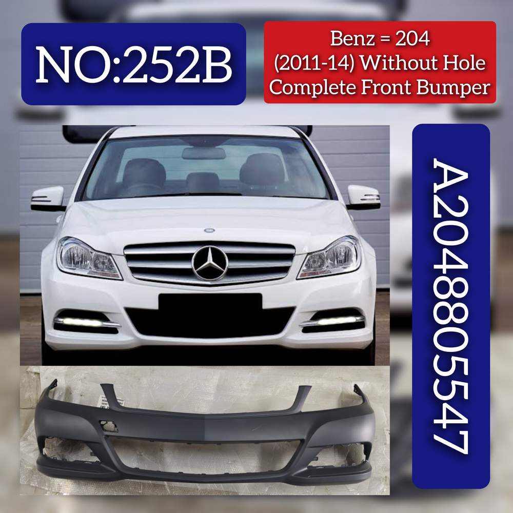 Complete Front Bumper Wothout Hole 2048805547 Compatible With Mercedes Benz 204 (2011-2014) Tag No.252B
