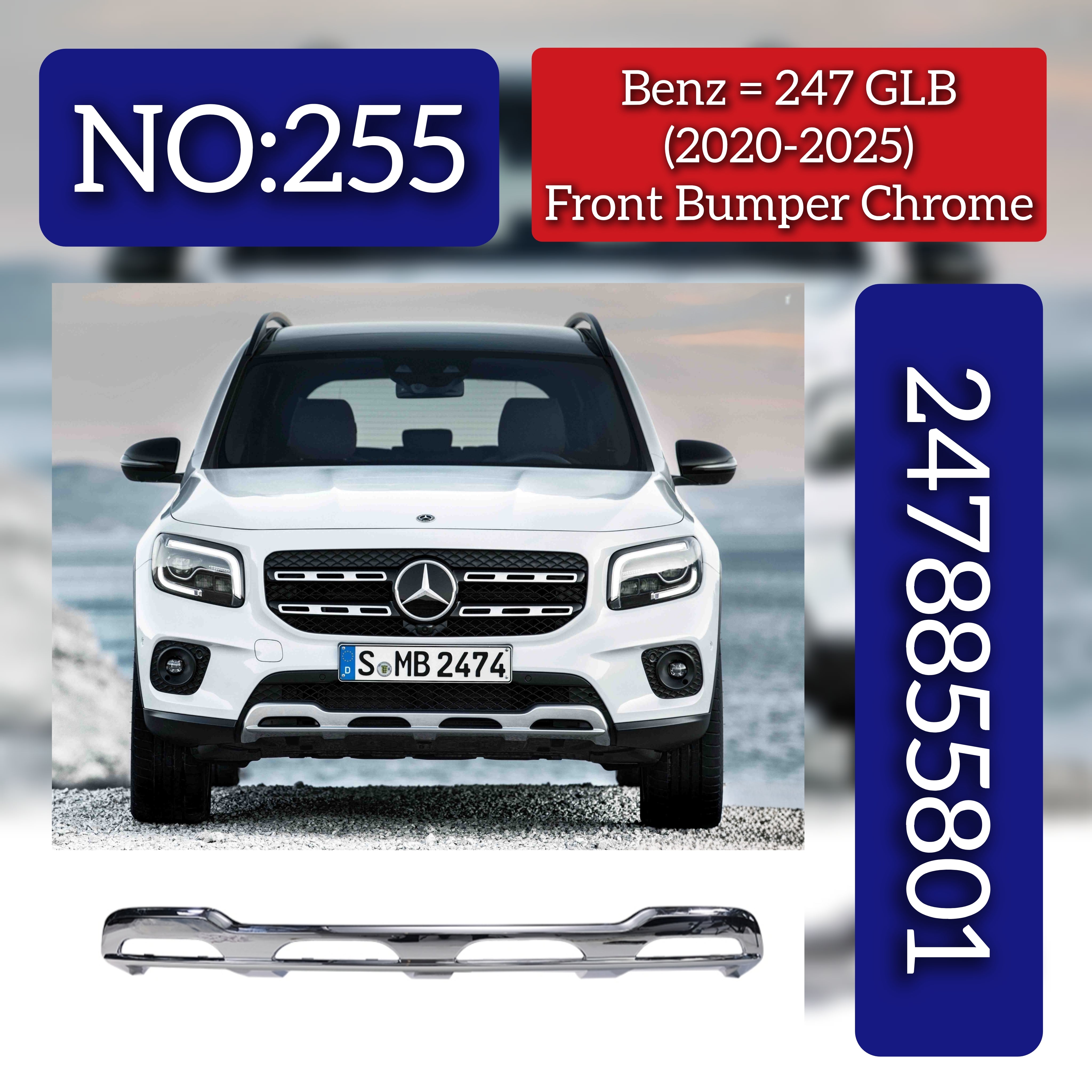 Front Bumper Chrome 2478855801 Compatible With Benz Show Grill  B-Class W247 Tag No.255