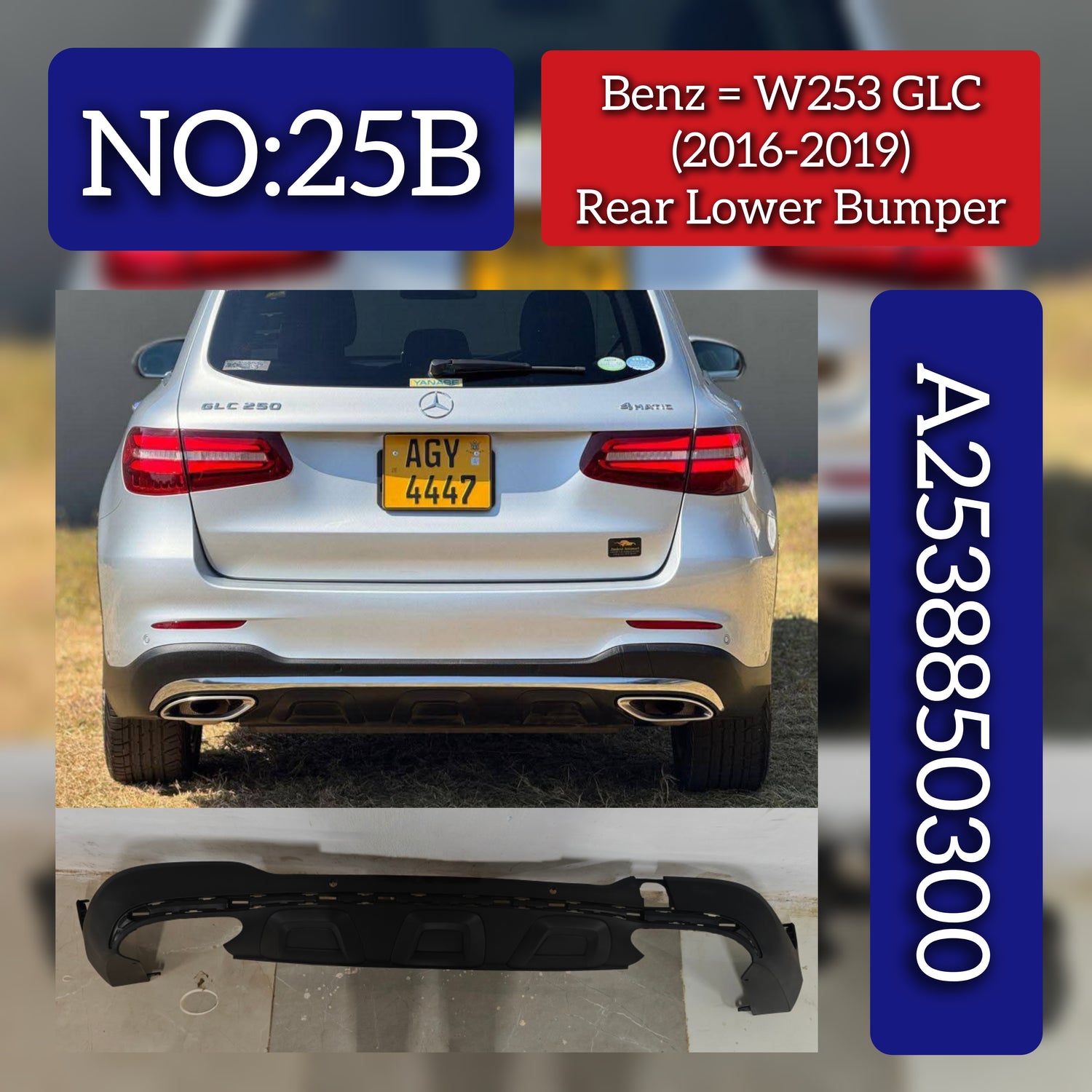 Rear Lower Bumper 2538850300 Compatible With Mercedes Benz W253 (2016-19) Tag NO.25B