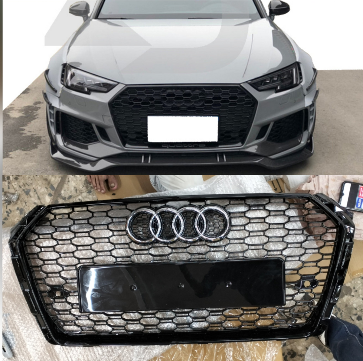 Show Gril Compatible With  Audi A4 B9(2017-19) RS4 Black Chrome Tag 25