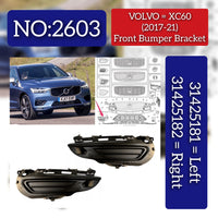 Front Bumper Bracket Right 31425182 & Left 31425181 Compatible With VOLVO  Volvo XC60 & VOLVO XC60 II (246) Tag No.2603