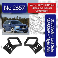 Headlamp Washer Cap Bracket Left 31353368 Right 31353369 Compatible With VOLVO XC90 I (275) Tag No.2657