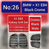 Black Crome X1 E84 Kidney Grill Set 51112993305=L.H,& 51112993306=R.H Compatible With BMW = X1 E84Tag 26