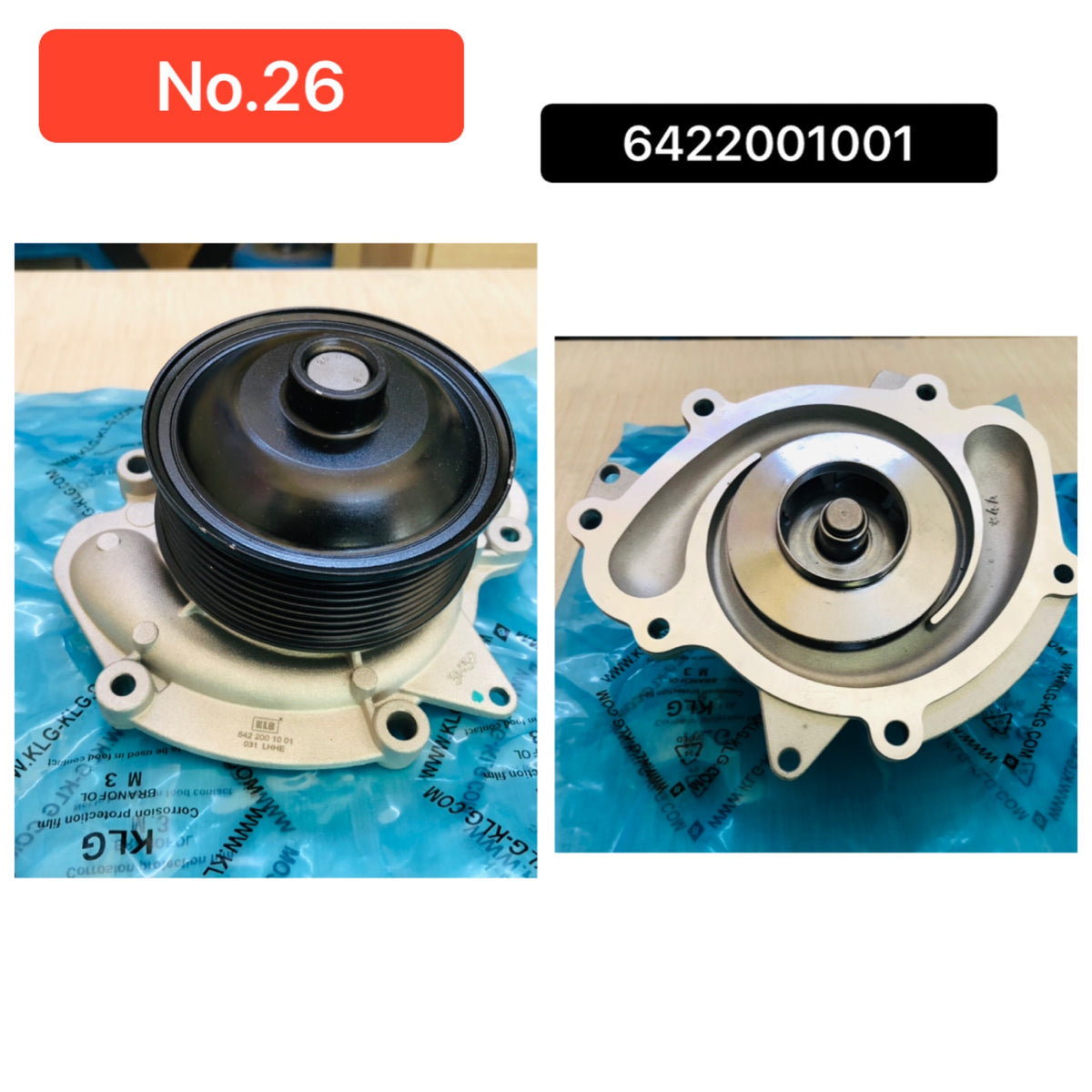 Water Pump WPS3050 A6422001001 Compatible With MERCEDES-BENZ CLK (C209), CLS (C219), E-CLASS (W211), M-CLASS (W164), S-CLASS (W221, V221) (CONTINENTAL) Tag No.26