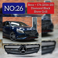 Diamond Black Show Grill  Compatible With  Mercedes  Benz A-Class W176 ( 2016-2019) Tag 26
