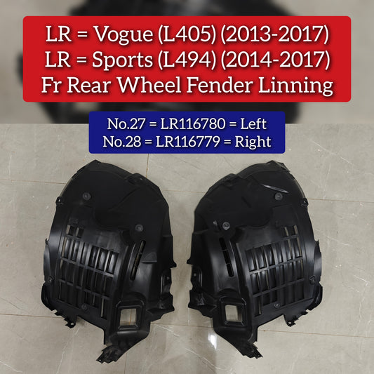 Rear Fender Linning Left LR116780 Compatible With Land Rover Range Rover Vogue - L405 (2013-2017) & Land Rover Range Rover Sport - L494 (2014-2017) Tag No.27