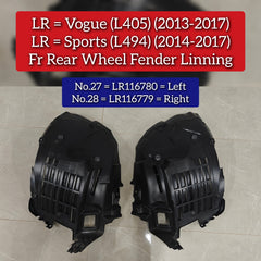 Rear Fender Linning Left LR116780 Compatible With Land Rover Range Rover Vogue - L405 (2013-2017) & Land Rover Range Rover Sport - L494 (2014-2017) Tag No.27