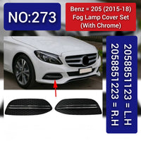 Outer Grille Fog Lamp Cover With Chrome Compatible With MERCEDES-BENZ C-CLASS W205 2015-2018 Fog Lamp Cover With Chrome Left 2058851123 & Right 2058851223 A2058851123 Tag-FC-273
