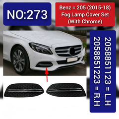 Outer Grille Fog Lamp Cover With Chrome Compatible With MERCEDES-BENZ C-CLASS W205 2015-2018 Fog Lamp Cover With Chrome Left 2058851123 & Right 2058851223 Tag-FC-273
