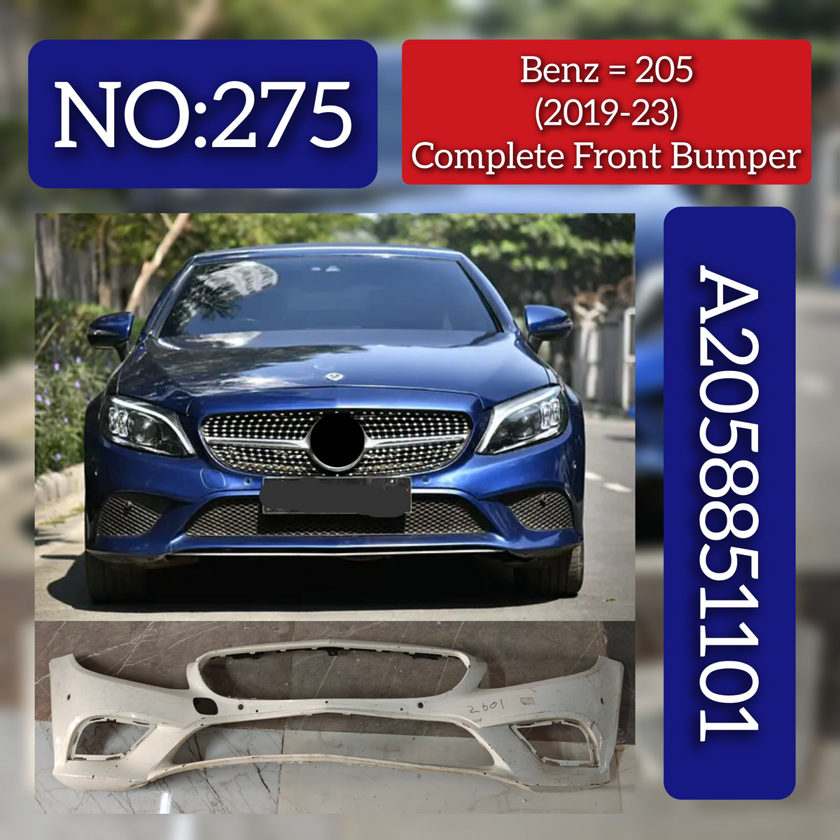 Front Bumper A2058851101 Compatible With MERCEDES-BENZ C-CLASS (W205) (2019-2023) Tag No.275