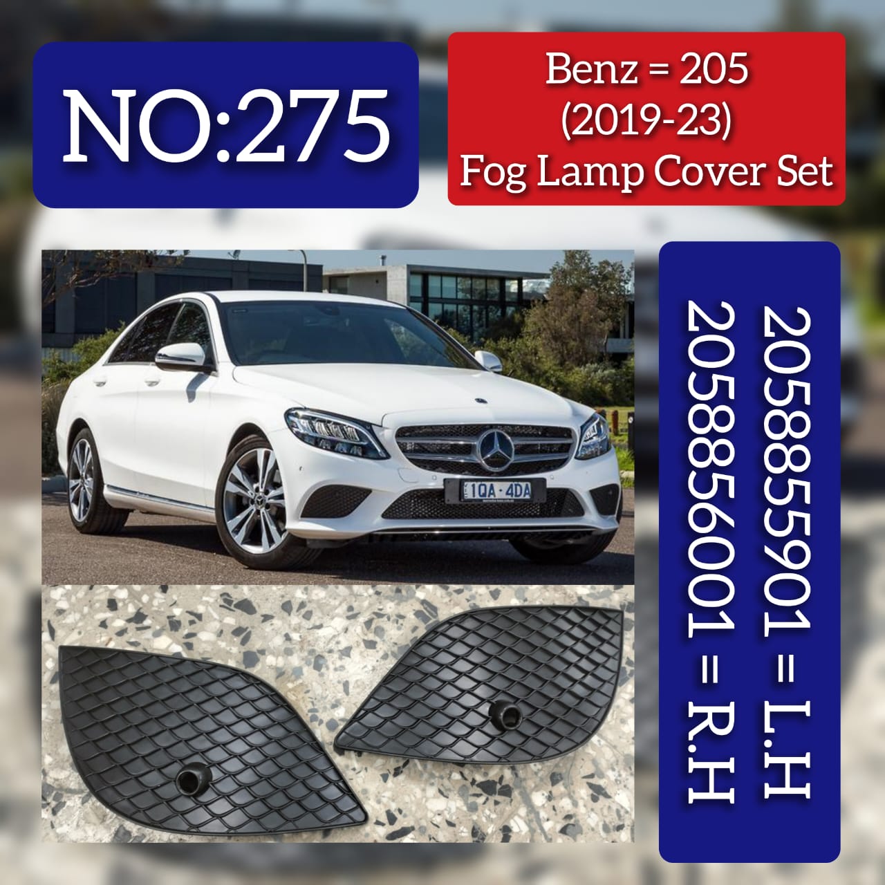 Fog Lamp Cover Right 2058856001 & Left 2058855901 Compatible With MERCEDES-BENZ C-Class W205 2019-2023 tag-275