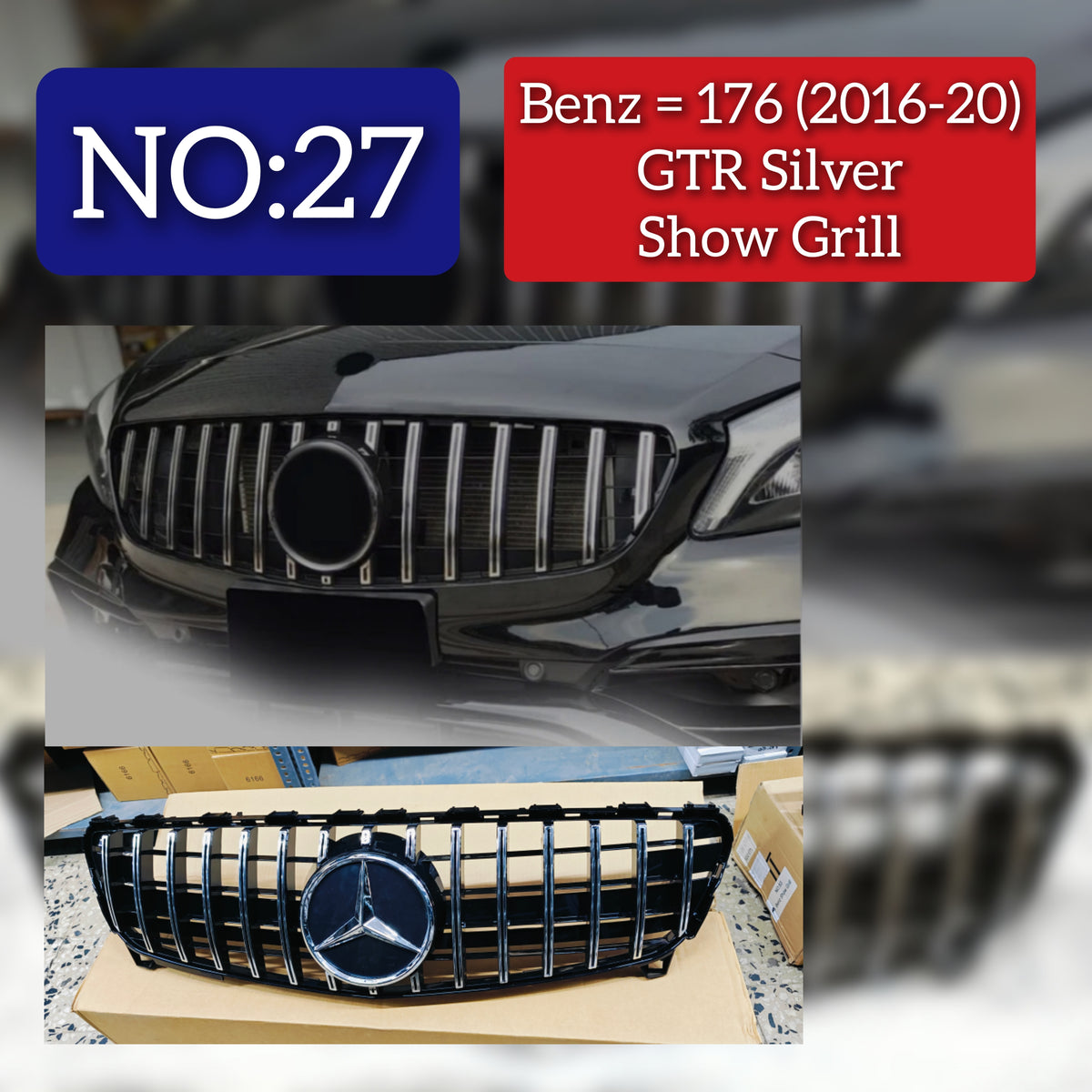 GTR Silver Show Grill Compatible With  Mercedes Benz A-Class W176  (2016-2019) Tag 27