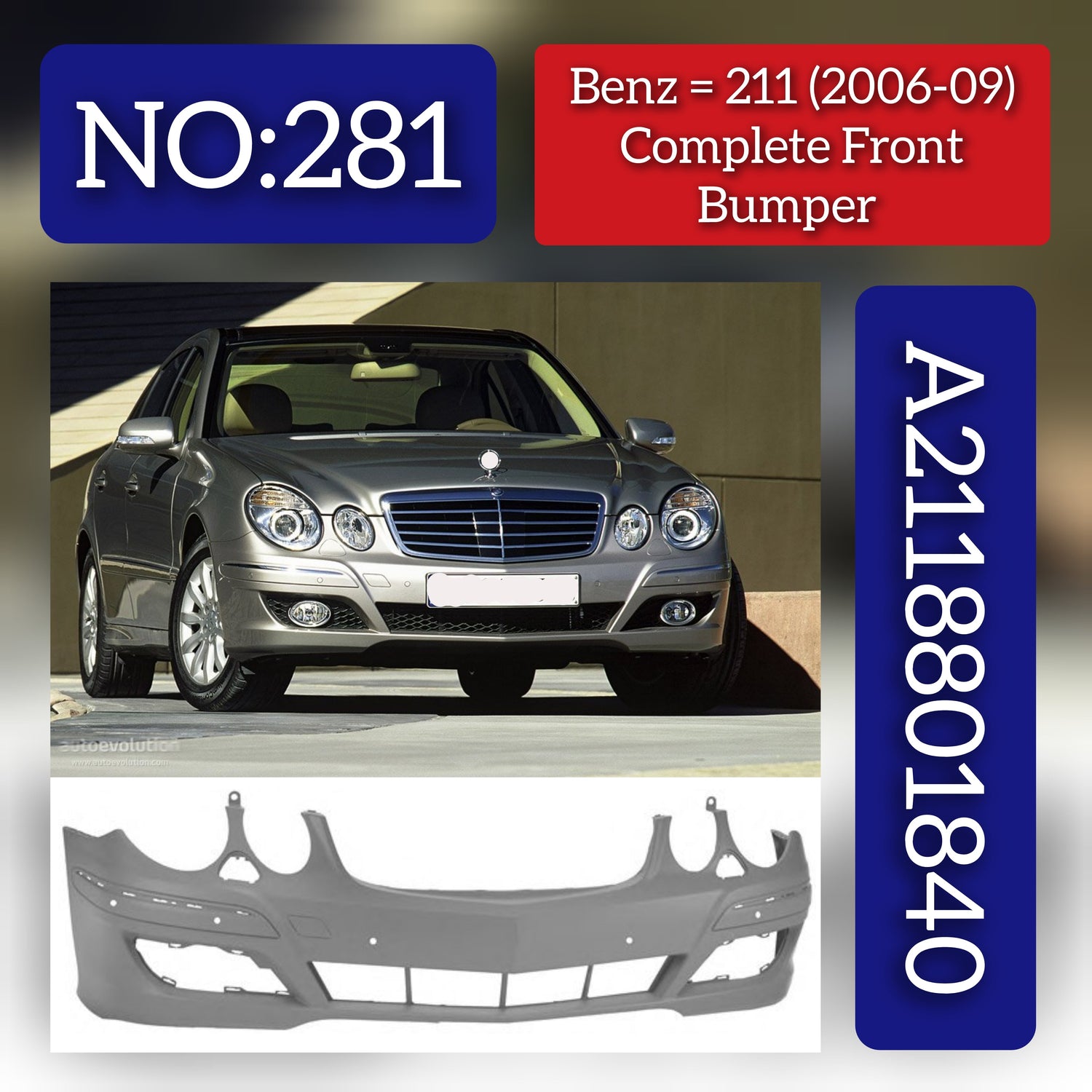 Front Bumper A2118801840 Compatible With MERCEDES-BENZ E-CLASS (W211)  Tag No.281
