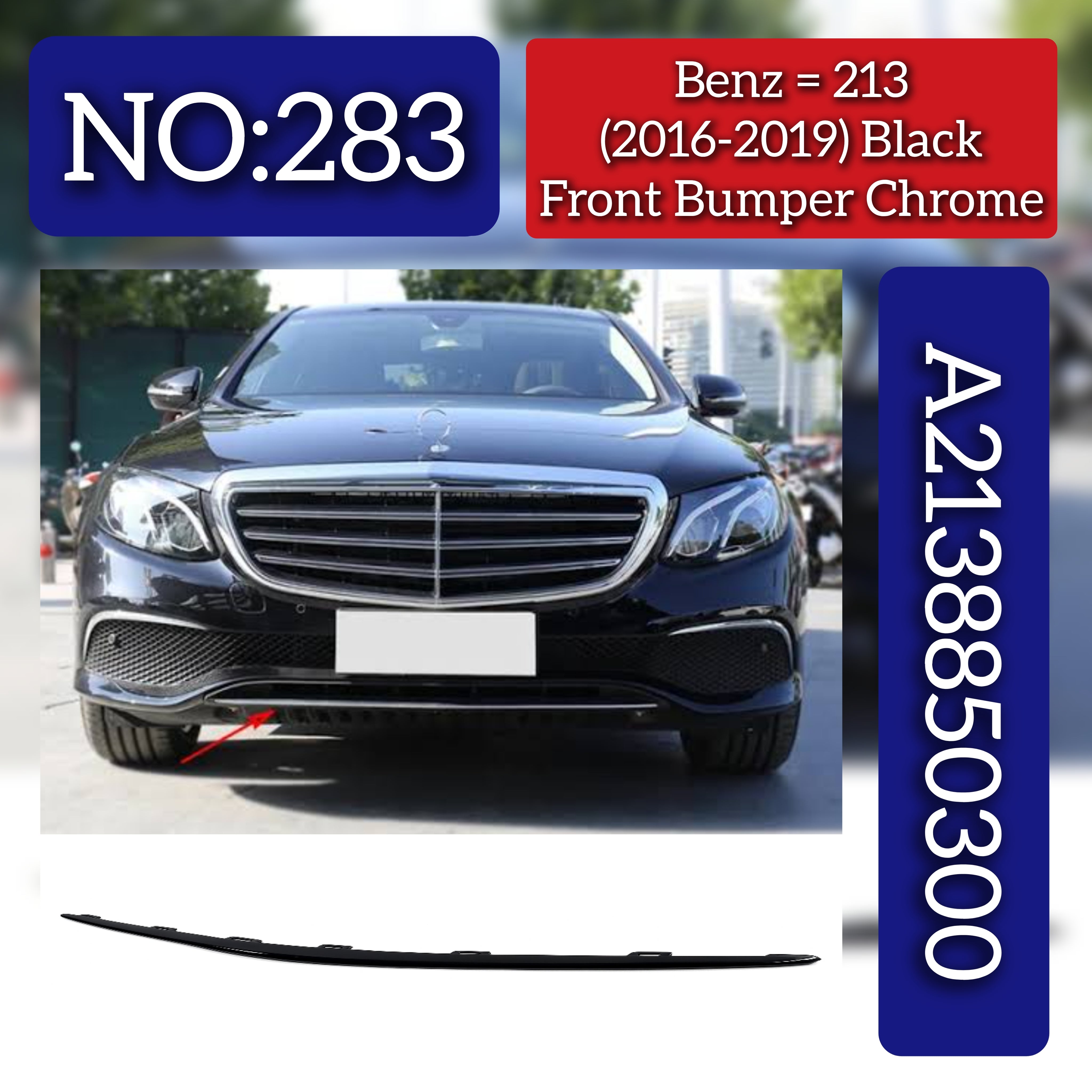 Front Bumper Chrome (Black) 2138850300 Compatible With MERCEDES-BENZ E-CLASS (W213) (2016-2016) Tag No.283