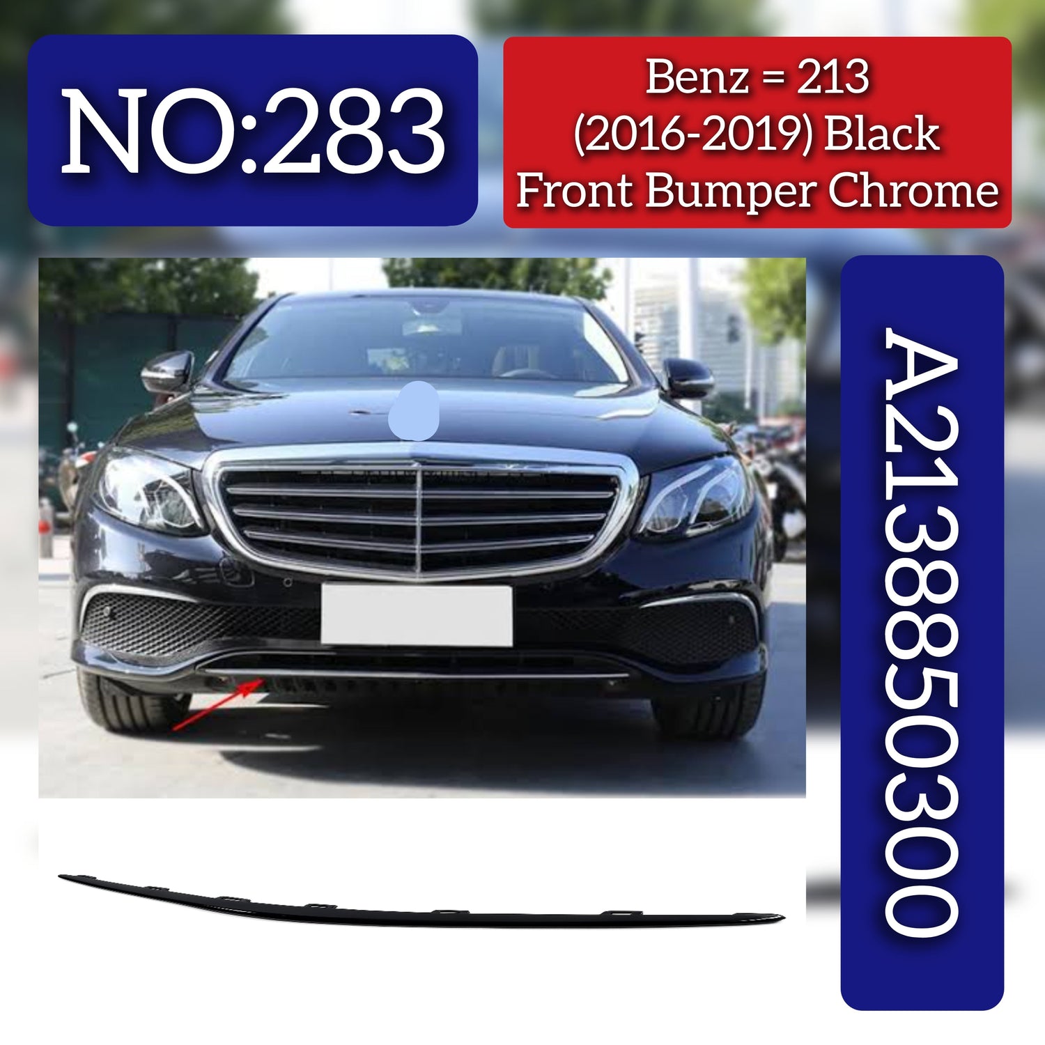 Front Bumper Chrome (Black) 2138850300 Compatible With MERCEDES-BENZ E-CLASS (W213) (2016-2016) Tag No.283