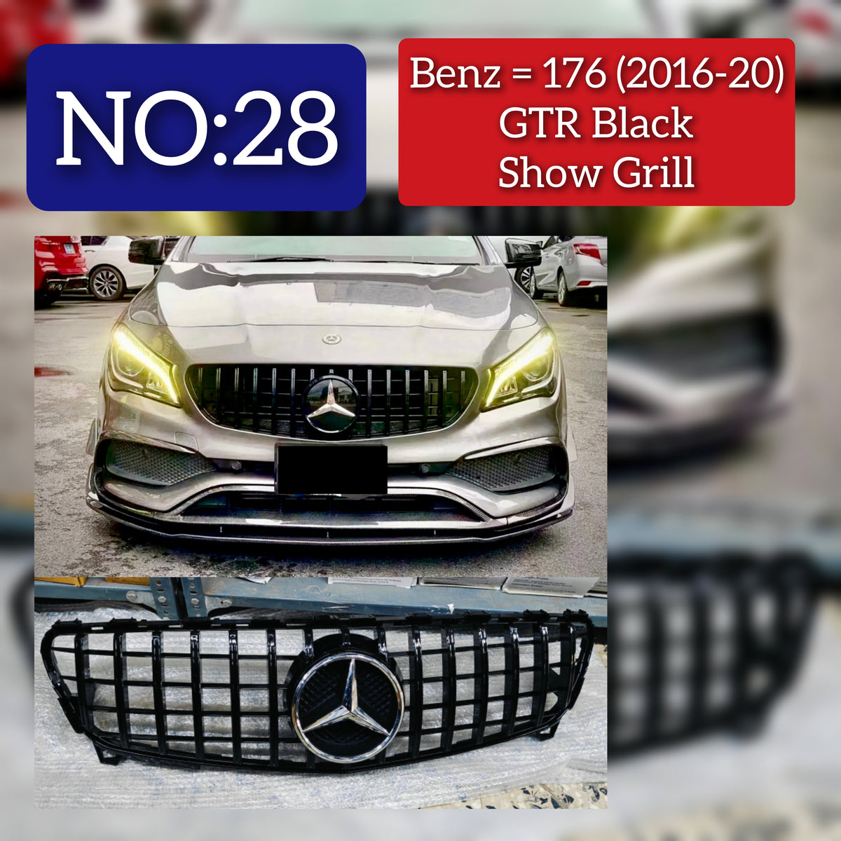 GTR Black Show Grill Compatible With  Mercedes  Benz A-Class W176(2016-2019) Tag 28
